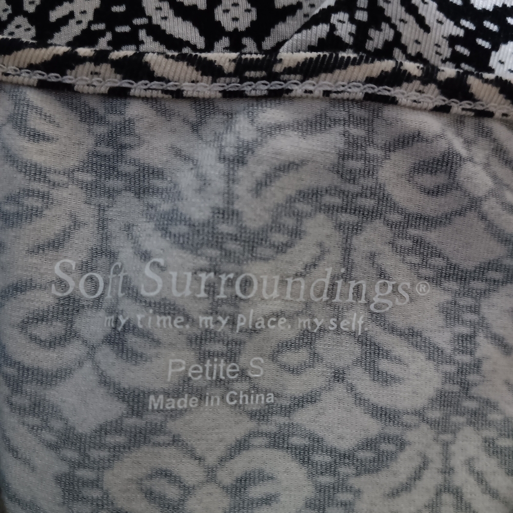 Soft Surroundings Black White Faux Wrap Front Jersey Knit Maxi Dress Size SP - Picture 6 of 11